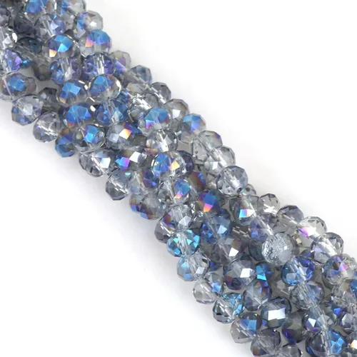 Vista 3 de 620 piezas de cuentas de cristal facetado Briolette, cuentas de rondelle azules facetas de 4 mm, 5 hebras, tamaño de agujero 1 mm, ideal para hacer