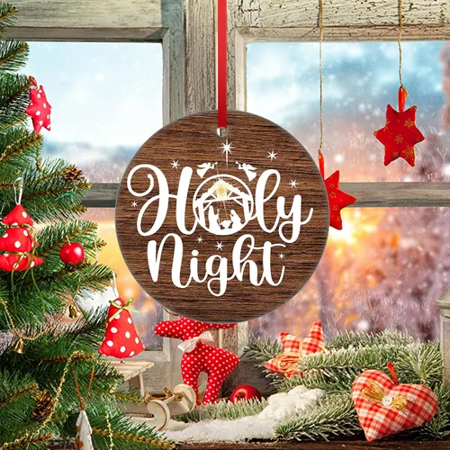 Vista 8 de Adorno de noche santa para árbol de Navidad, adorno religioso de Jesús Dios, Biblia de Navidad, adorno de belén para decoración de árbol de Navidad