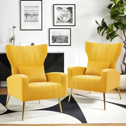 Vista 22 de Silla decorativa de terciopelo con respaldo abatible y cojín lumbar, sillón moderno para sala de estar/dormitorio, silla lateral de recepción