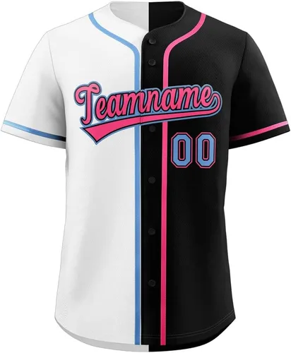 Vista 13 de Camiseta de béisbol dividida personalizada con botones y número de nombre cosido personalizado para hombres/mujeres/niños