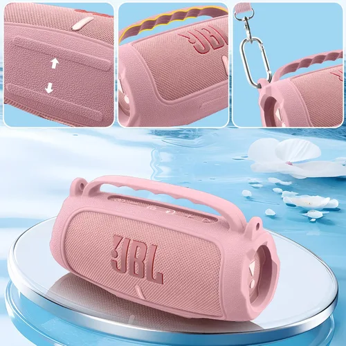 Vista 46 de Funda de silicona compatible con JBL Charge 5 Altavoz Bluetooth portátil impermeable (Cubierta de silicona negra)