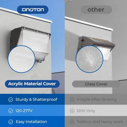 Vista 7 de CINOTON Paquete de luz LED conmutable de pared de 120 W/100 W/60 W con sensor de atardecer a amanecer, 3CCT 5000K/4000K/3000K, [100-277V] IP65