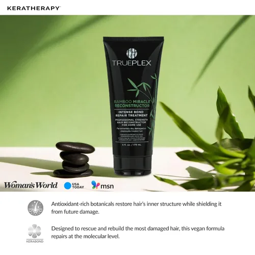 Vista 7 de KERATHERAPY Bamboo Miracle Reconstructor Bond Repair Tratamiento, 6 onzas, 6.0 fl oz – Protección térmica vegana y fortalecedor del cabello