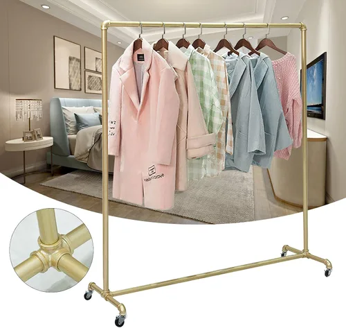 Vista 2 de Perchero de ropa, estante de ropa comercial para colgar ropa, percheros de ropa con ruedas para colgar ropa con ruedas con cerradura para el hogar