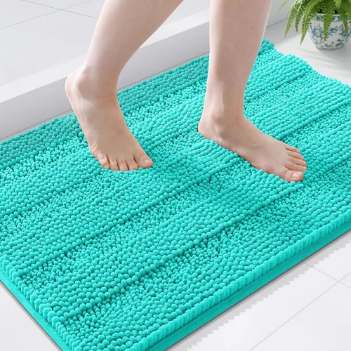 Vista 169 de Grandaily Alfombras de baño de felpilla a rayas de 24 x 16 pulgadas, extra gruesas y suaves, absorbentes, parte trasera de goma, alfombra de ducha