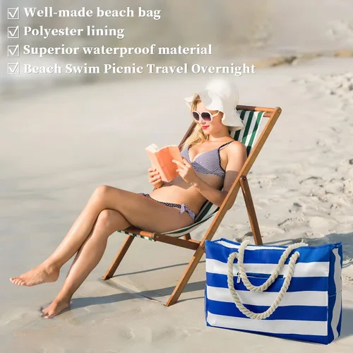 Vista 5 de Binggemen Bolsa grande impermeable multiusos para piscina, picnic, playa, compras, Bolsa grande impermeable multiusos para piscina, picnic, playa