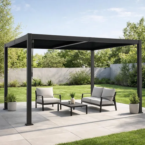Vista 20 de Kozyard Pergola con listones para exteriores, 10 x 12 pies, refugio de Resistente a la intemperie, sistema de drenaje, techo con listones Blanco