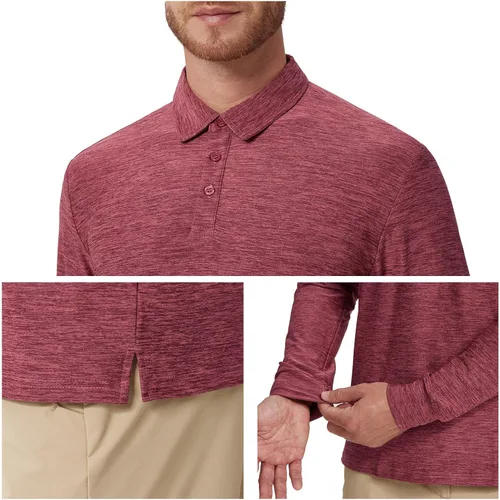 Vista 52 de NAVISKIN Camisas polo de manga larga para hombre, camisas de golf con cuello UPF 50 SPF para hombre, secado rápido, absorbe la humedad