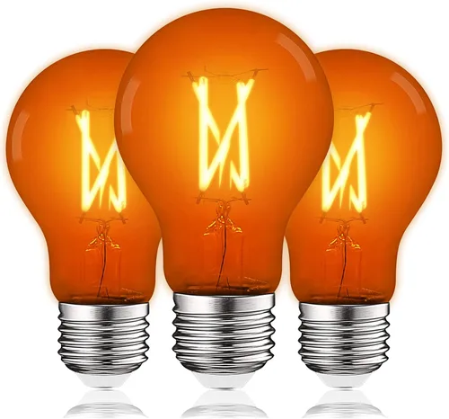 Vista 25 de LUXRITE Bombilla LED A19 Edison verde, 4.5 W (equivalente a 60 W), filamento de vidrio de color, certificación UL, base estándar E26