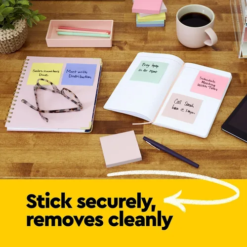 Vista 6 de 3M Post-It Notes, almohadillas originales, 3 x 3 pulgadas, 100 hojas por bloc, paquete de 2, canario (MMM654YW)
