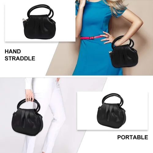 Vista 3 de TENDYCOCO Bolso casual para mujer Mini bolsa de dumpling Bolso de embrague PU para compras boda cóctel (rojo)