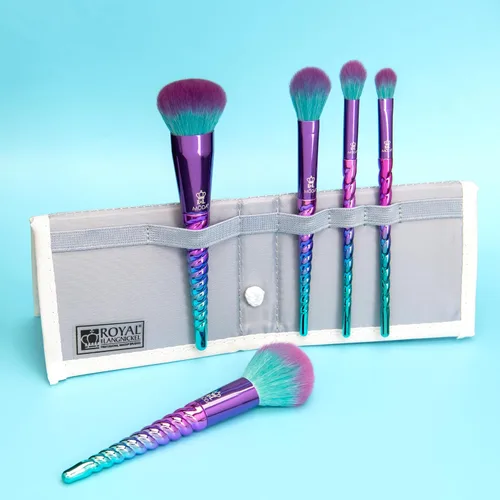Vista 2 de Royal Brush Moda Mythical - Juego de brochas de viaje para maquillaje, 6 piezas, color azul celeste
