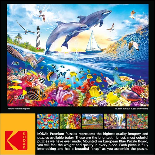 Vista 5 de RoseArt - Kodak Premium - Playful Summer Dolphins - Rompecabezas de 1000 piezas para adultos Adult Puzzle, 20" x 27" Finished Size, Fully