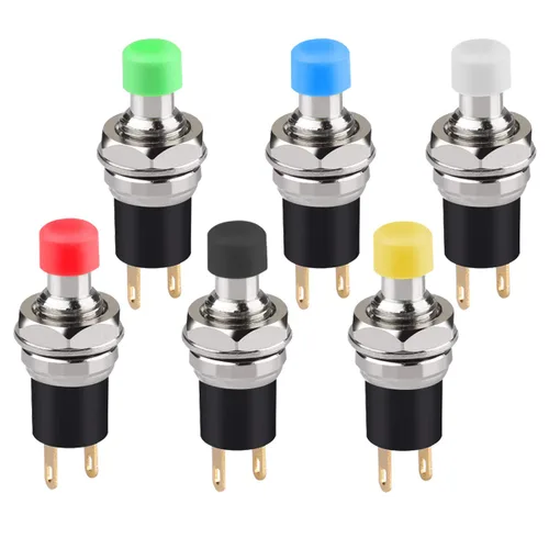 Vista 14 de 5 piezas de interruptor de botón de presión de tipo de cierre automático SPST Dash ON/Off azul AC 250V/3A