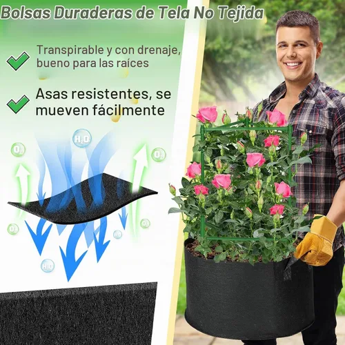 Vista 4 de ANPHSIN Jaula de tomate triangular resistente con bolsas de cultivo