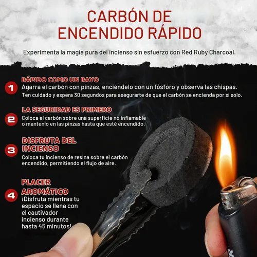 Vista 3 de Tabletas de carbón multiusos - Tabletas de carbón de luz rápida - Discos de carbón - Rollos de carbón de 1.575 in - 100 briquetas de carbón