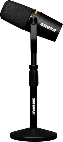 Vista 8 de Shure MV7+ - Micrófono dinámico para podcast con soporte, certificado OBS, audio mejorado, panel LED, salidas USB-C y XLR, modo de nivel automático