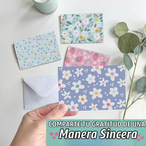 Vista 8 de 24 tarjetas y sobres en blanco para tarjetas de notas en blanco, papelería Pastel colorido 24 piezas