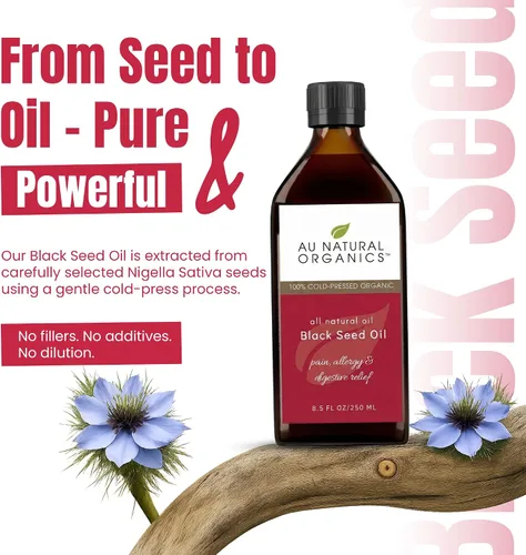 Vista 6 de Au Natural Organics Aceite de semilla negra – Aceite de semilla negra orgánico certificado por USDA (Nigella Sativa) prensado en frío