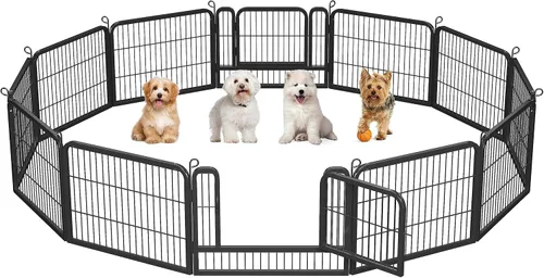 Vista 9 de Yaheetech - Corralito para perros con paneles anchos, 6 paneles de 24 pulgadas de alto con puerta, cerca portátil para interiores y exteriores
