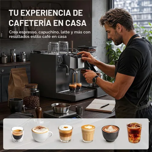 Vista 3 de AMZCHEF 9 Bar OPV Espresso Machine with Automatic Milk Frother, Dual Boiler Premium Black