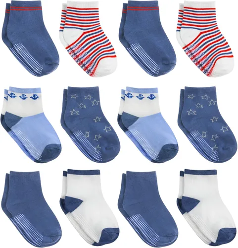 Vista 14 de Debra Weitzner Toddler Socks With Grips - 12 Pairs Crew Cotton Grip Socks for Baby Boys Girls Infant's and Kids 6-M - 7 years