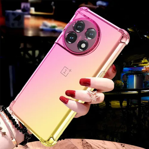 Vista 4 de Ueokeird Funda para OnePlus 11, One Plus 11 5G PHB110, funda transparente para teléfono con degradado, delgada, antiarañazos, flexible, funda