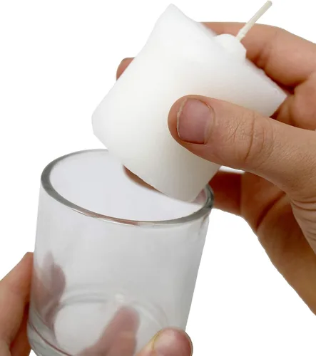 Vista 4 de Velas votivas blancas en tarro de vidrio transparente de 24 horas de tiempo de combustión decorativas de 1 día sin perfume para centros de mesa