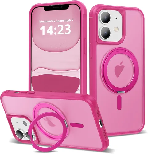 Vista 11 de Funda para iPhone 11 con soporte de anillo magnético giratorio de 360° [compatible con Mag-Safe] [Protección de grado militar] Funda translúcida