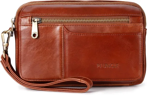 Vista 10 de Cartera organizadora de cuero para hombre con ranuras protectoras para tarjetas de crédito