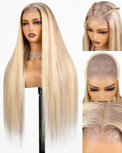 Vista 27 de Peluca de cabello humano rubio 613 con encaje frontal, peluca de cabello humano de 13 x 4 con encaje frontal, peluca Bob prearrancada con cabello