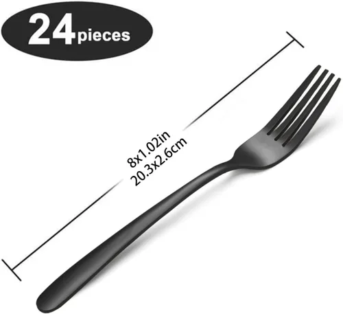 Vista 2 de Unokit Juego de 24 tenedores de acero inoxidable de 8 pulgadas, juego de 24 tenedores plateados para el hogar, cocina o restaurante, pulido
