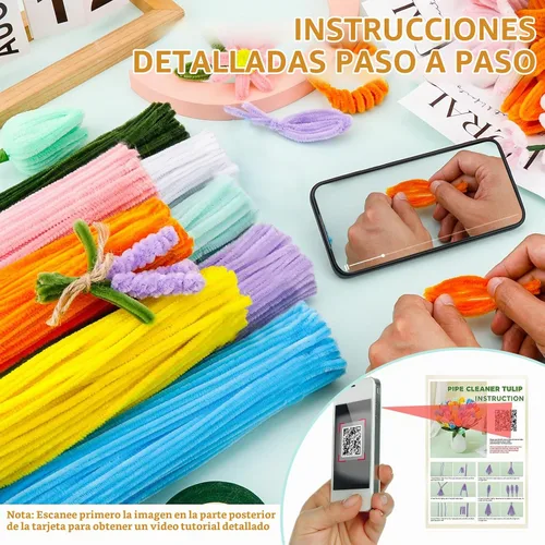 Vista 4 de Kit de 800 piezas de limpiadores de tuberías para manualidades Multicolor C