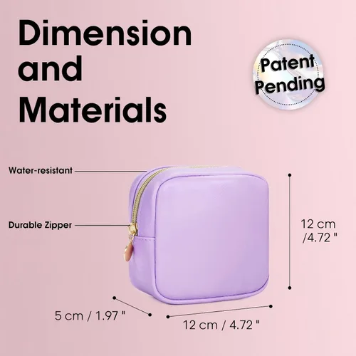 Vista 3 de Wandering Nature Pequeña bolsa de maquillaje para bolso, bolsa de cosméticos con cremallera para mujer, bolsa de viaje de cuero vegano ecológico