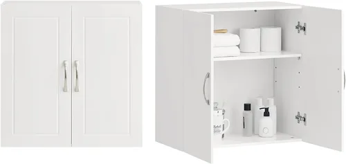 Vista 13 de Haotian Armario de pared para cuarto de lavado, gabinete de medicinas de almacenamiento para baño, cocina, garaje, torre de lino para baño, gabinete