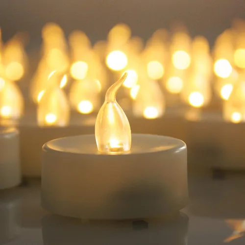 Vista 8 de CANDLE CHOICE Velas de té sin llama que funcionan con pilas, velas LED parpadeantes brillantes para centros de mesa de boda, Halloween, Acción