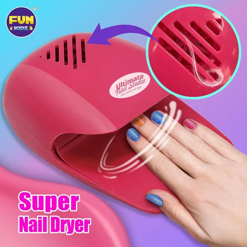 Vista 8 de FunKidz - Kit de arte de uñas para niñas, tamaño 17.91 pulgadas de ancho x 12.4 pulgadas de largo con esmalte de uñas pelable, secador de uñas
