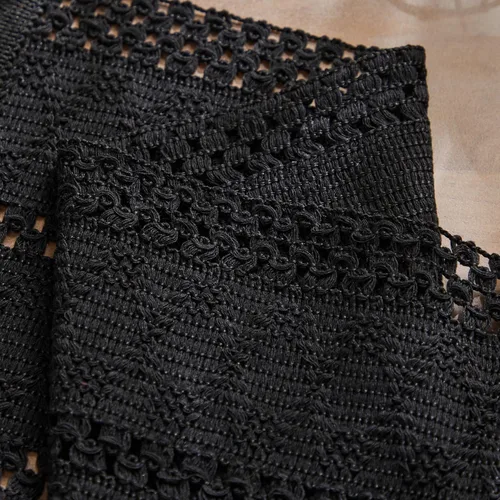 Vista 4 de Juego de 4 manteles individuales estilo macramé boho, manteles individuales decorativos negros de algodón natural de granja tejidos para decoración