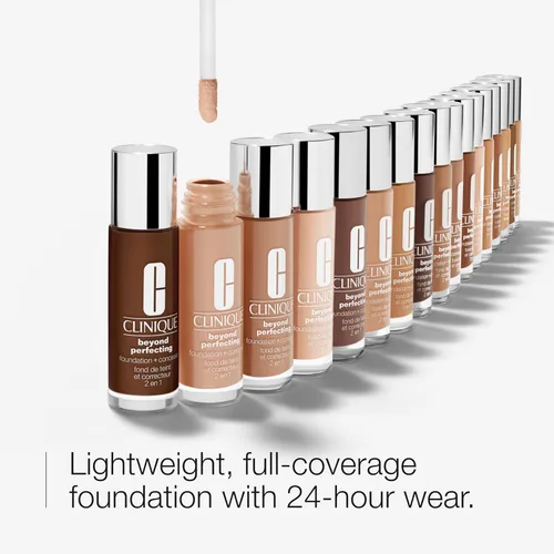 Vista 3 de Clinique Beyond Perfecting Lightweight Liquid Foundation + Concealer For Dry Combination to Oily Skin Types Full Coverage + Natural Matte Finish