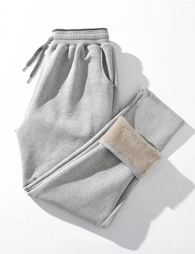 Vista 3 de HeSaYep Pantalones deportivos de forro polar para hombre, con forro de sherpa, pantalones cálidos de invierno, pantalones deportivos con bolsillos