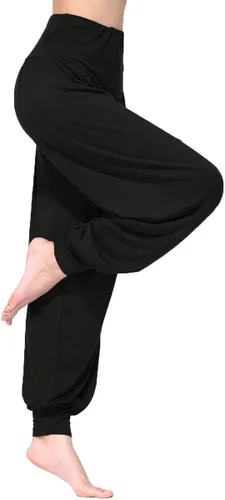 Vista 2 de BeautyWill Harem Pantalones para mujer, de cintura alta, para yoga, entrenamiento, casual, sueltos, suaves, modales, pilates, pantalones