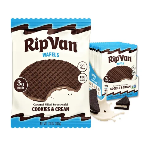 Vista 15 de Rip Van Wafels Stroopwafels de brownie de chocolate – Snacks saludables – Bocadillos sin OGM – Apto para dieta cetogénica – Snacks de oficina – Bajo