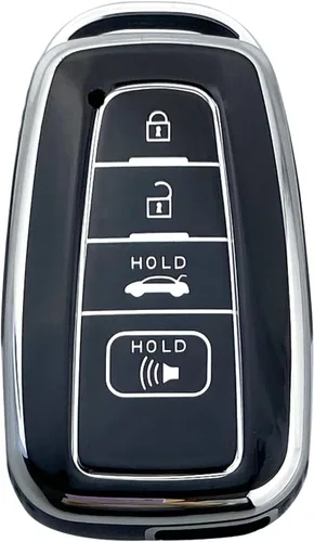 Vista 10 de Funda para Llavero Compatible con Toyota 2019-2023 Camry RAV4 Highlander Corolla 4Runner Avalon C-HR Prius (Negro)