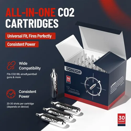 Vista 2 de 12G CO2 Cartridges Non-Threaded, CO2 cartridges BB Gun, CO2 BB Pistol, CO2 Airsoft Pistol, and C02 Paintball Markers,Snug Fit & Solid Seal