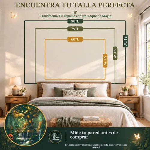Vista 5 de Apdidl Tapiz de bosque para dormitorio, tapices de pared de hadas verdes Tapiz A-Forest