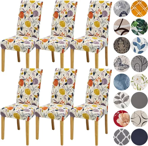 Vista 54 de HZDHCLH Juego de 4 fundas para sillas de comedor color burdeos, fundas elásticas de elastano para sillas Parsons, paquete de 4, fundas de asiento