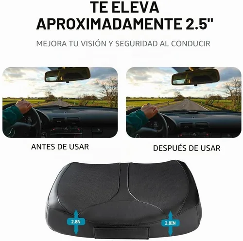 Vista 2 de Cojín de asiento de espuma viscoelástica de cuero para coches para personas bajas, para aliviar el dolor de cadera (coccis/cóccix) y de espalda
