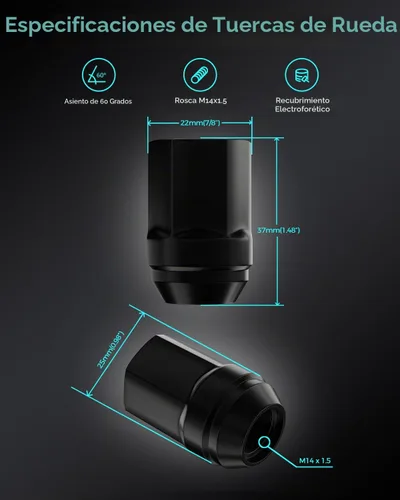 Vista 2 de 24 piezas de tuercas de rueda M14x1.5 negras estilo OEM de fábrica de repuesto para 2005-2019 Chrysler 300, 2011-2017 Dodge Durango, ruedas