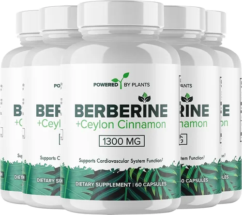 Vista 10 de Suplemento de berberina pura, 1300 mg de berberina con canela de Ceilán para el metabolismo y el apoyo del sistema inmunológico, 1 paquete de 180