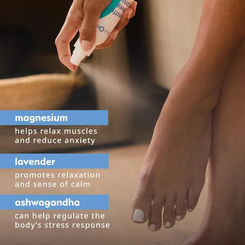Vista 2 de Blissful Sleep Spray - Magnesio, lavanda y ashwagandha para relajación, calma y descanso, sin hormonas, sin fragancia, niebla de aromaterapia apta